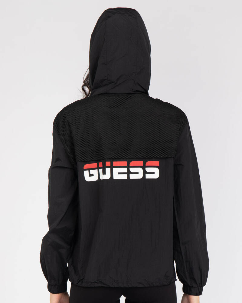 GUESS Jeans Active Mesh Sport Hooded Jacket for Womens