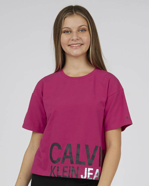 Calvin Klein Jeans Girls' Stamp Logo T-Shirt for Womens