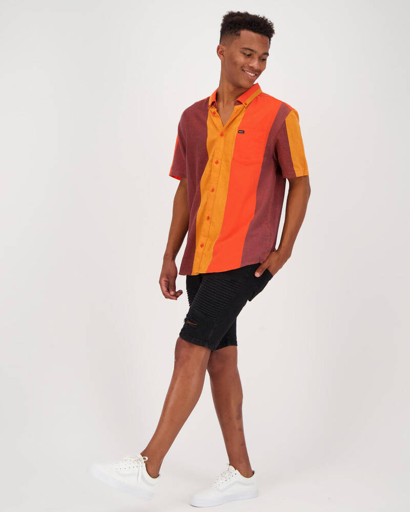 RVCA Split Stripe Short Sleeve Shirt for Mens