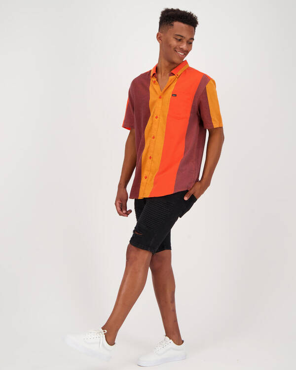 RVCA Split Stripe Short Sleeve Shirt for Mens