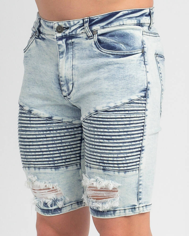 Lucid Grid Denim Shorts for Mens