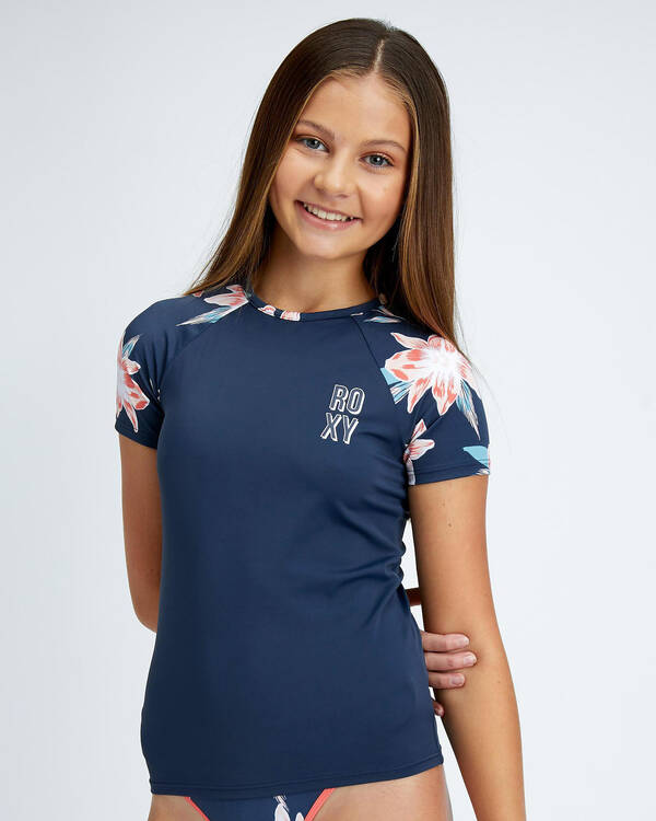 Roxy Girls Shore Cap Sleeve Rash Vest for Womens