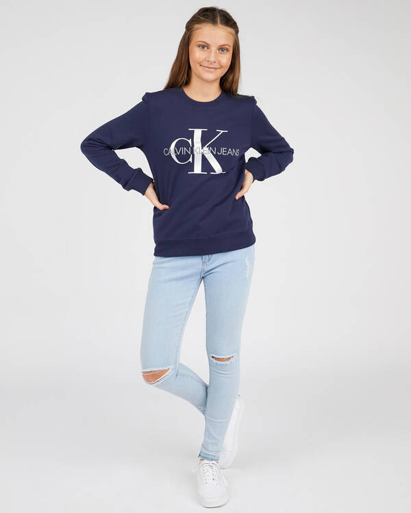 Calvin Klein Girls' Monogram Logo Sweatshirt for Womens