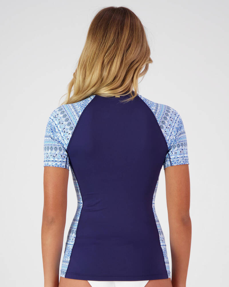 Topanga Crystal Jewel Short Sleeve Rash Vest for Womens