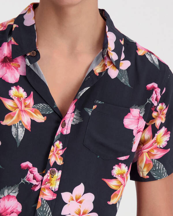 Skylark Boys' Hibiscus Short Sleeve Shirt for Mens