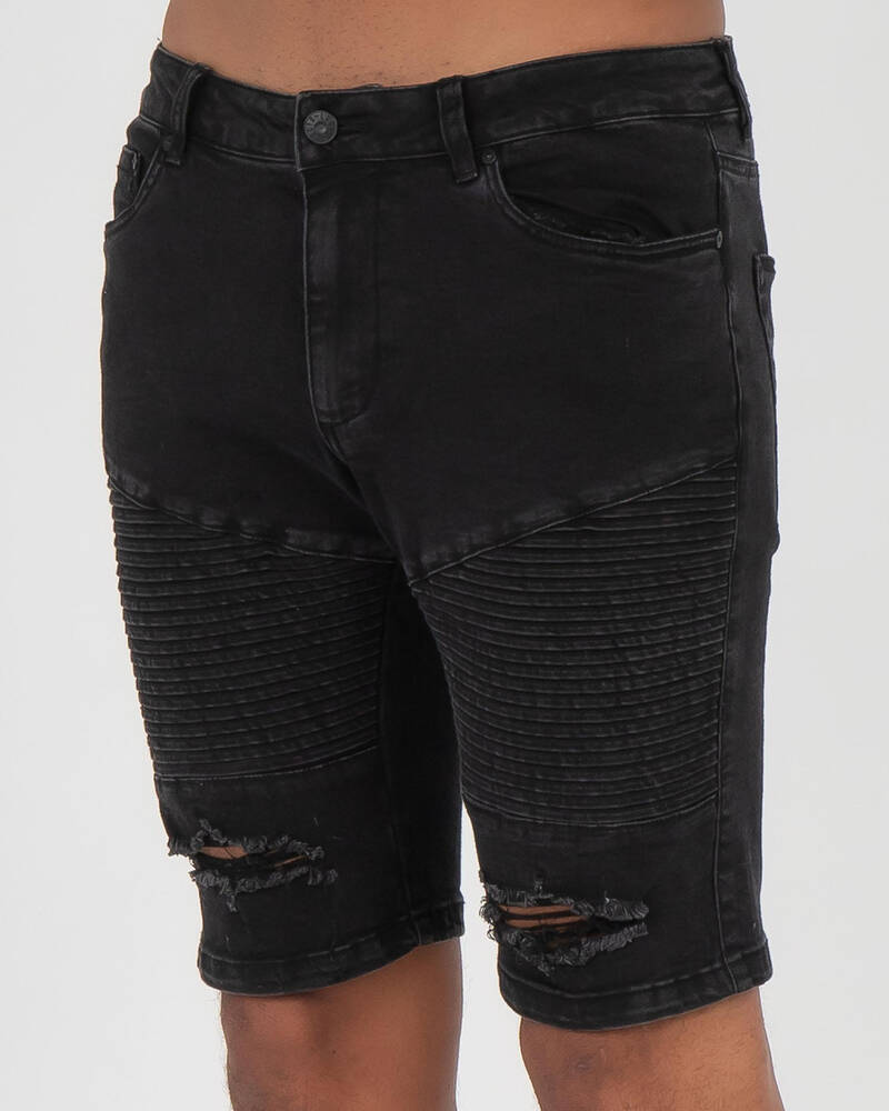 Lucid Grid Denim Shorts for Mens