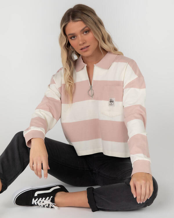 Stussy Loree Stripe Rugby Long Sleeve Shirt for Womens