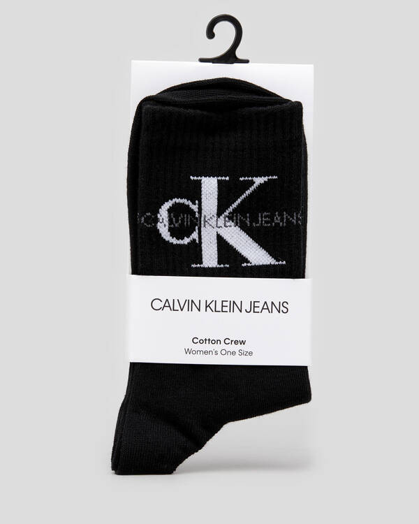 Calvin Klein Womens Jeans Logo Crew Socks for Womens