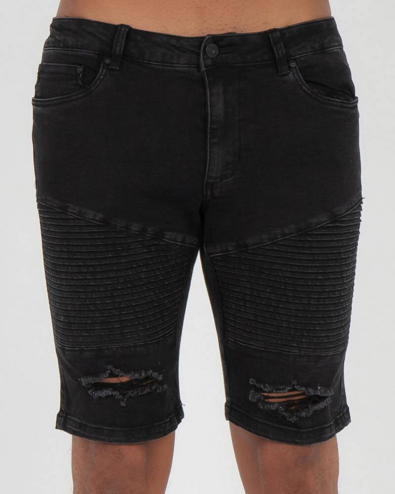 Lucid Grid Denim Shorts for Mens