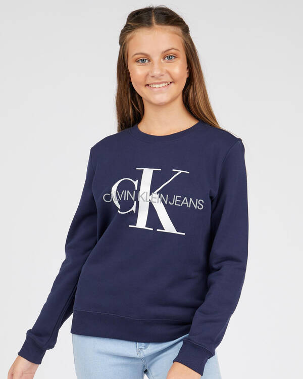 Calvin Klein Girls' Monogram Logo Sweatshirt for Womens