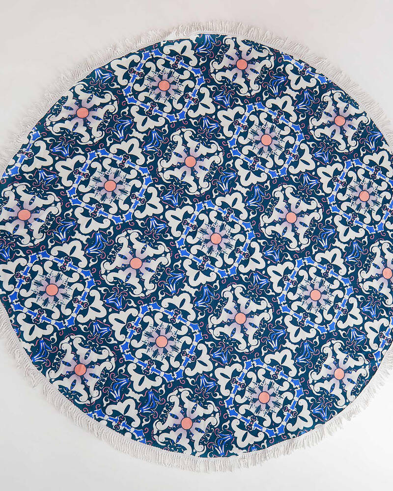 Kaiami Lisbon Tile Mandala Round Towel for Womens