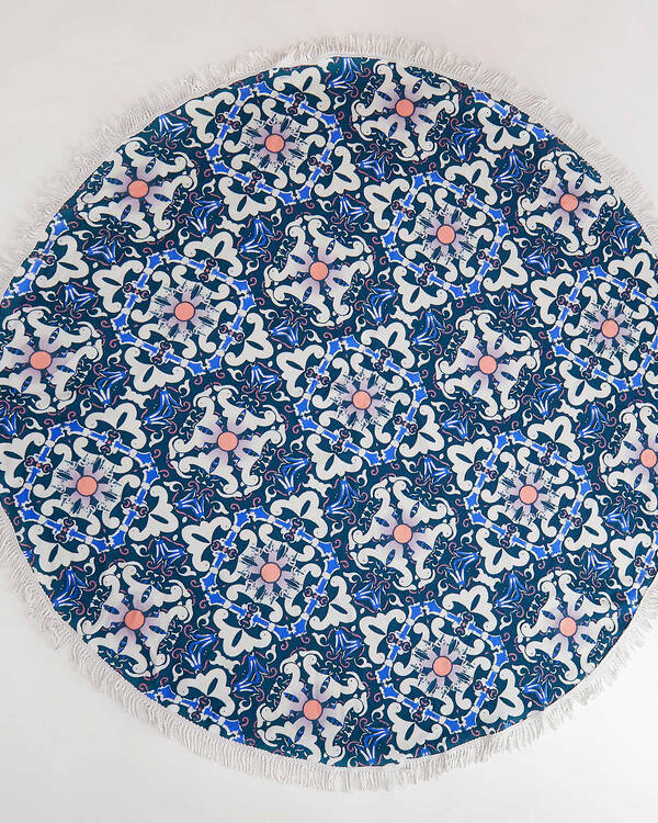 Kaiami Lisbon Tile Mandala Round Towel for Womens