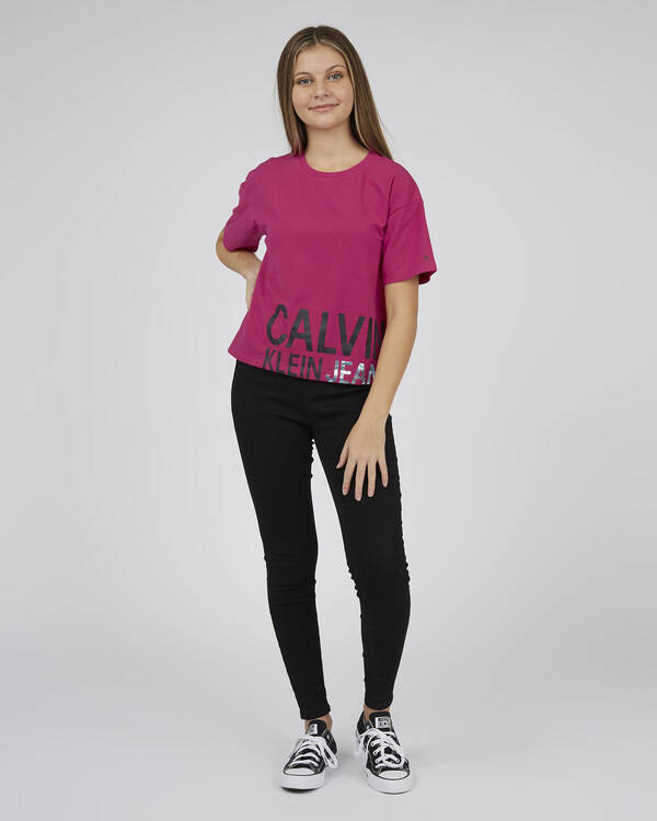 Calvin Klein Jeans Girls' Stamp Logo T-Shirt for Womens