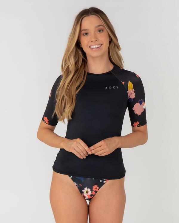 Roxy Girls' Riding Time Short Sleeve Rash Vest for Womens