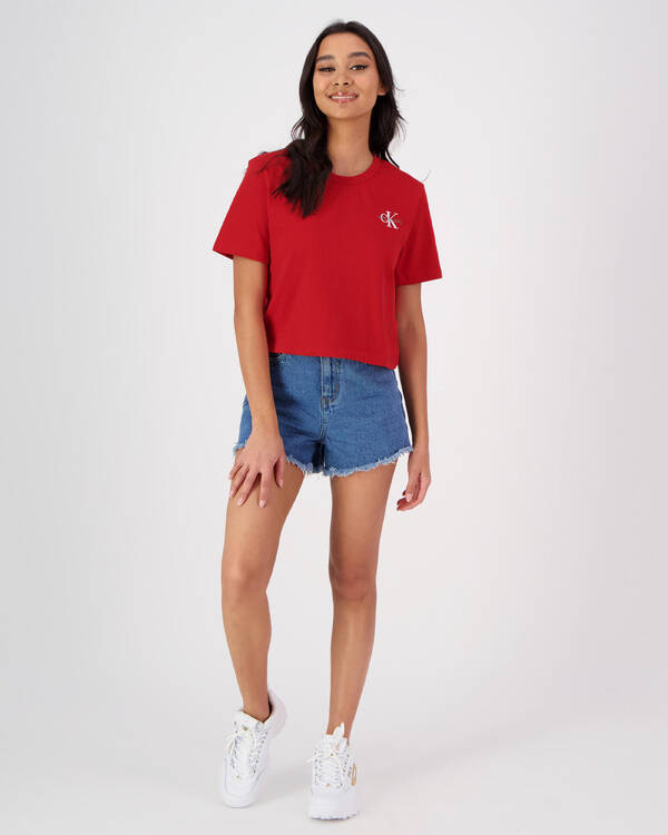 Calvin Klein Jeans Monogram Embroidery T-Shirt for Womens