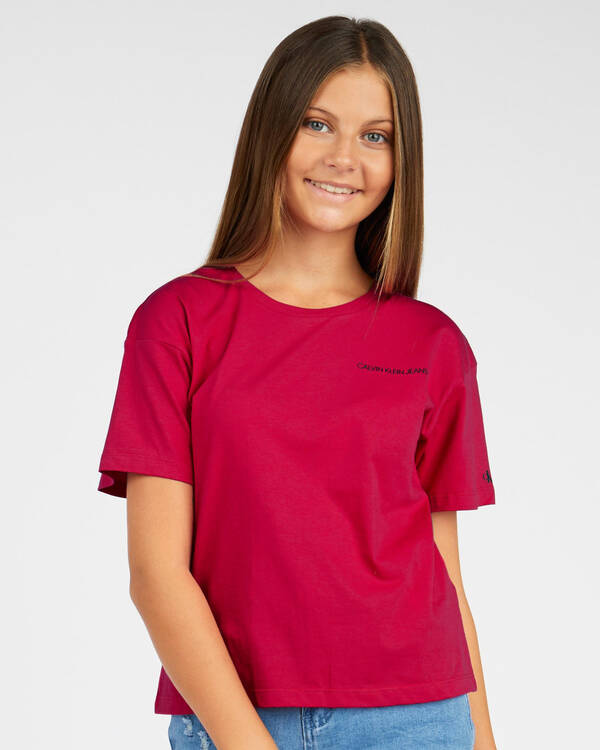 Calvin Klein Jeans Girls' Chest Logo T-Shirt for Womens