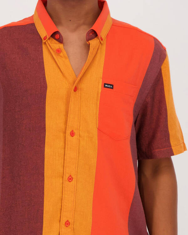 RVCA Split Stripe Short Sleeve Shirt for Mens