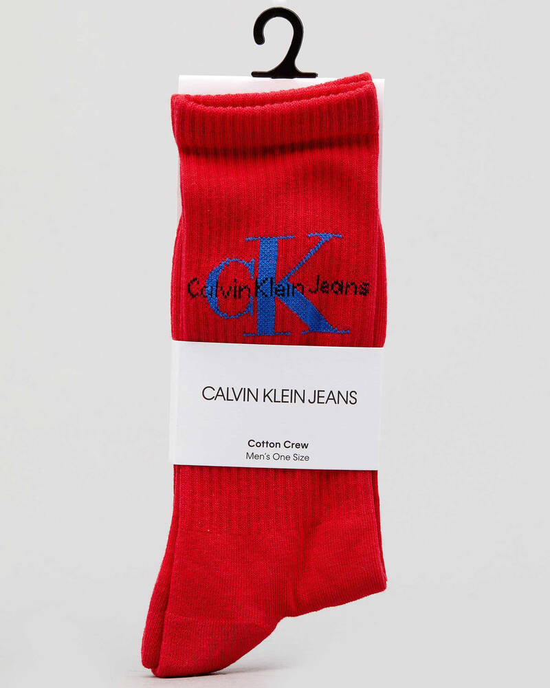Calvin Klein Logo Rib Crew Socks for Mens