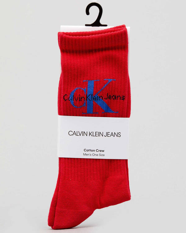 Calvin Klein Logo Rib Crew Socks for Mens