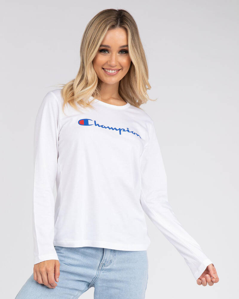 Champion Logo Long Sleeve T-Shirt for Womens